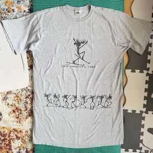 Vintage Sutton Sportswear Mooski Salt Lake City, Utah Gray Shirt Dress Moose 2XL